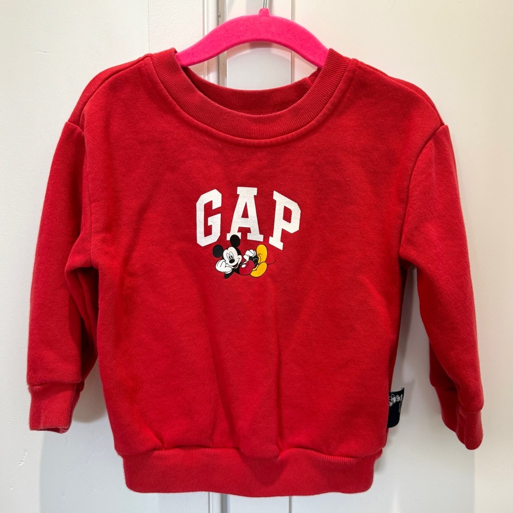 Gap x Disney Baby Mickey Mouse Red Sweatshirt 18-24 months